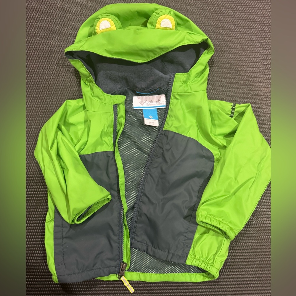 Columbia Kids Bright Green and Charcoal Froggy Raincoat